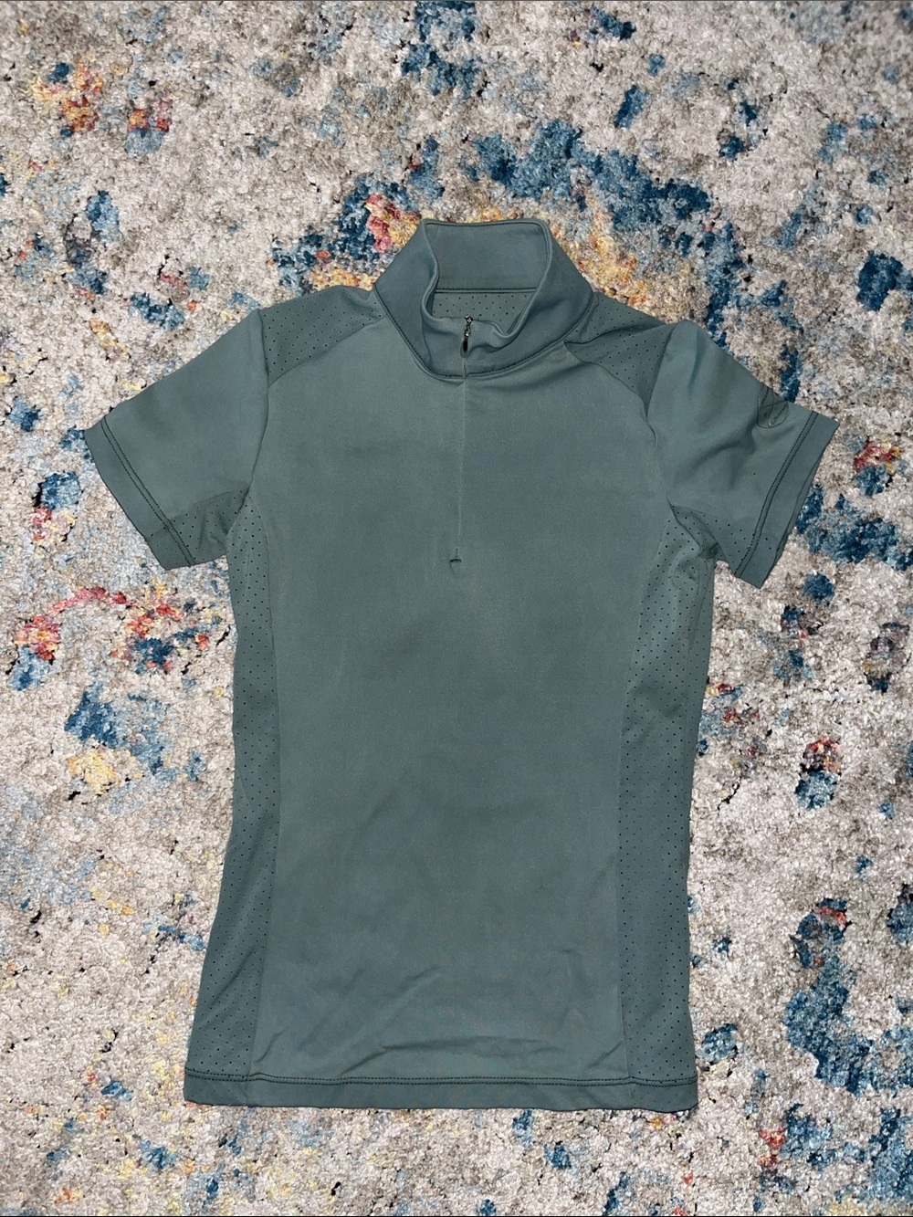 Kids Short-Sleeve Performance Tee in Olive with Half Zip
